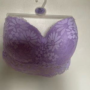 Primark Ladies XL lilac lace lined strapless bra. NWT